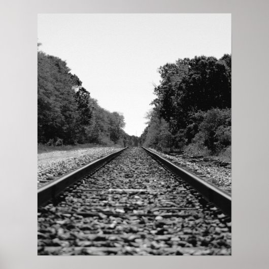 Black & White Railroad Tracks 16x20 Poster afdrukk (Voorkant)