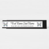 Black & White Rainbow Butterfly Station Naam Bord Bureau Naambordje (Voorkant)