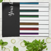 Black White Rainbow Piano Key Muziek Theedoek (Gevouwen)