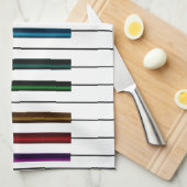 Black White Rainbow Piano Key Muziek Theedoek (Quarter Fold)