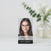 Black White Real Estate Agent QR Code Photo  Visitekaartje (Staand voorkant)