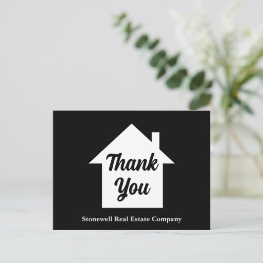 Black White Real Estate Company Custom Dank u Briefkaart (Staand voorkant)