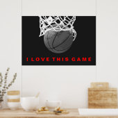 Black White Red Basketball Love Game Poster (Keuken)