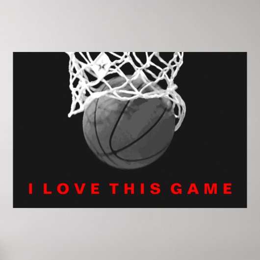 Black White Red Basketball Love Game Poster (Voorkant)