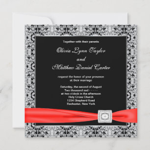 Black White Red Black Wedding Kaart