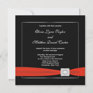 Black White Red Black Wedding Kaart