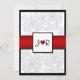 Black White Red Bohemian Posh Weddenschap Kaart