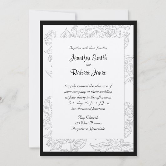 Black White Red Bohemian Posh Weddenschap Kaart (Achterkant)