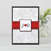 Black White Red Bohemian Posh Weddenschap Kaart (Staand voorkant)