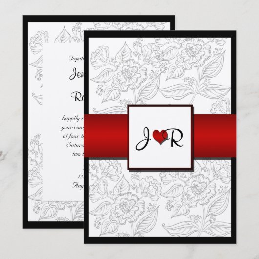 Black White Red Bohemian Posh Weddenschap Kaart (Voorkant / Achterkant)