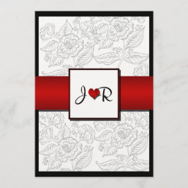 Black White Red Bohemian Posh Weddenschap Kaart