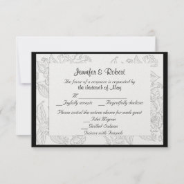 Black White Red Bohemian Weddenschapskaart RSVP Kaartje