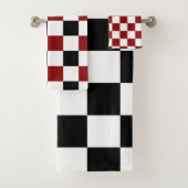 Black White Red Checker Bad Handdoek (Insitu)