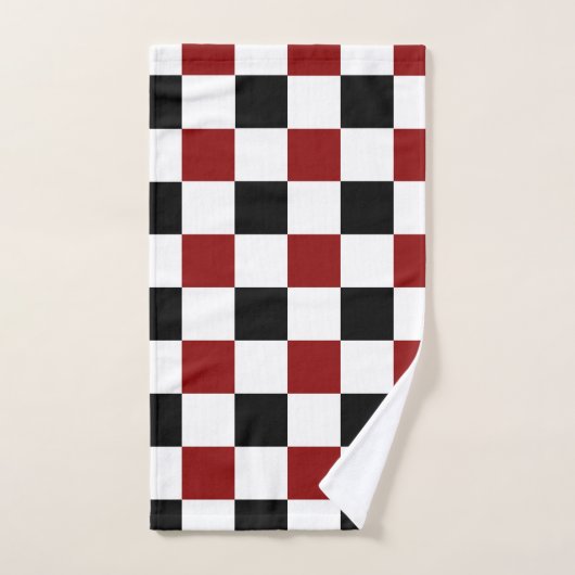 Black White Red Checker Bad Handdoek (Handdoek)