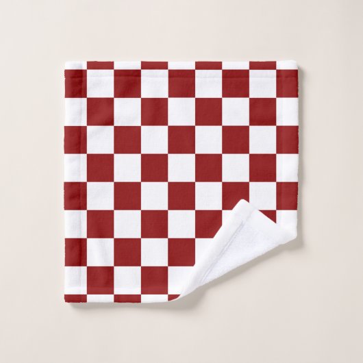Black White Red Checker Bad Handdoek (Wasdoekje)