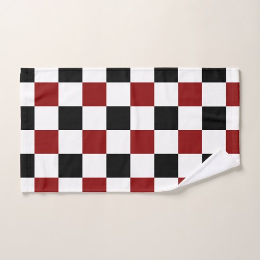 Black White Red Checker Bad Handdoek (Handdoek)