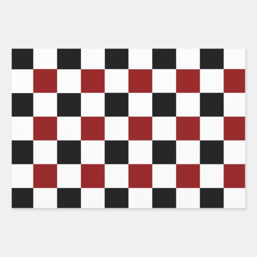 Black White Red Checker Inpakpapier Vel (Voorkant 2)