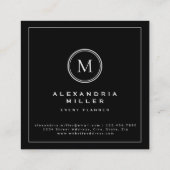 Black White & Red Cherry Blossom | Monogram Vierkante Visitekaartje (Achterkant)