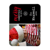 Black, White, Red Collage Snowflake Photo Holiday Magneet (Verticaal)