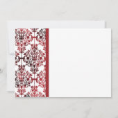 Black White Red Damask Floral Wedding Invitation Kaart (Achterkant)