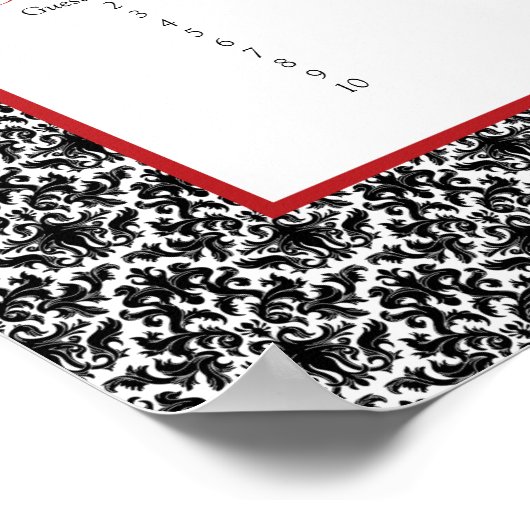 Black White Red Damask Heart Table Seating Poster (Hoek)