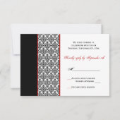Black White Red Damask RSVP Card Kaart (Voorkant)