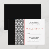 Black White Red Damask RSVP Card Kaart (Voorkant / Achterkant)