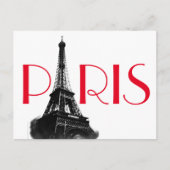 Black & White Red Eiffel Tower Paris Briefkaart (Voorkant)