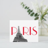 Black & White Red Eiffel Tower Paris Briefkaart (Staand voorkant)