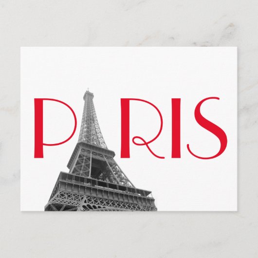 Black & White Red Eiffel Tower Paris Briefkaart (Voorkant)