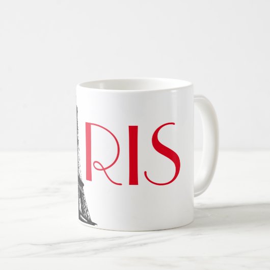 Black & White Red Eiffel Tower Paris Koffiemok (Voorkant rechts)