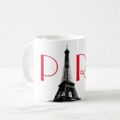 Black & White Red Eiffel Tower Paris Koffiemok (Voorkant links)