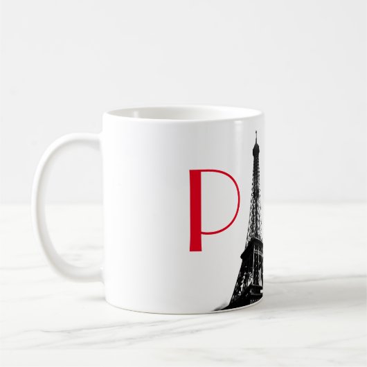 Black & White Red Eiffel Tower Paris Koffiemok (Links)