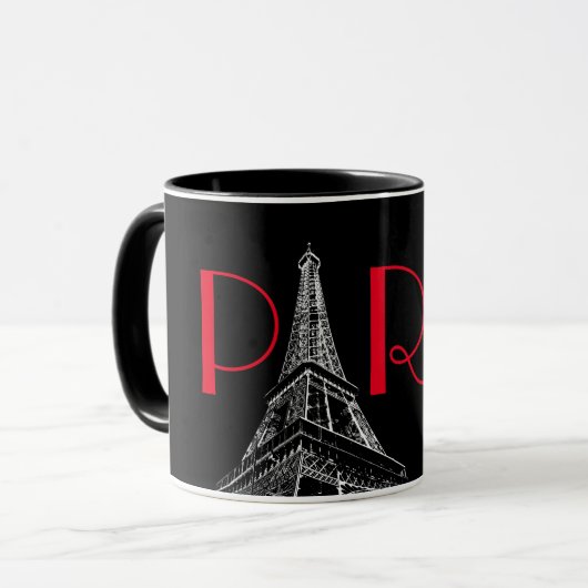Black & White Red Eiffel Tower Paris Mok (Voorkant links)
