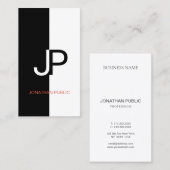 Black White Red Elegant Design Trendy Monogram Visitekaartje (Voorkant / Achterkant)