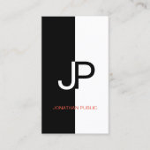 Black White Red Elegant Design Trendy Monogram Visitekaartje (Voorkant)