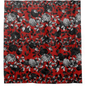 Black White Red Floral Toile Garden Douchegordijn (Voorkant)