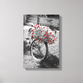 Black White Red Flowers Bicycle Summer Canvas Afdruk (Voorkant)
