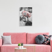 Black White Red Flowers Bicycle Summer Canvas Afdruk (Insitu (Woonkamer))