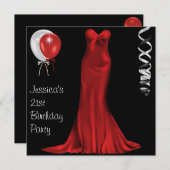 Black White Red Formal Dress 21st verjaardag Kaart (Voorkant / Achterkant)