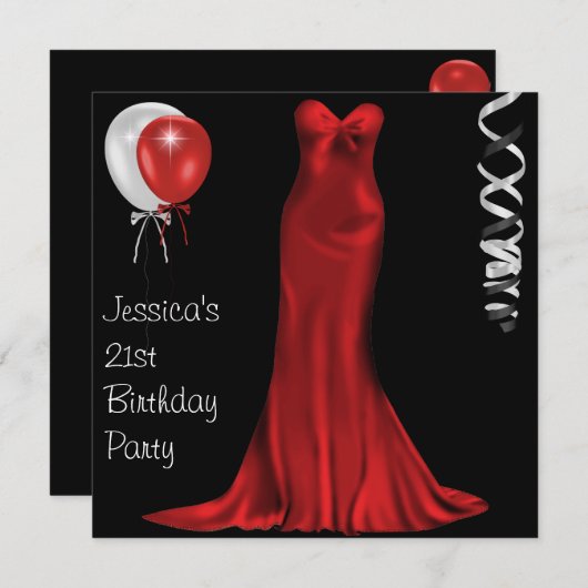 Black White Red Formal Dress 21st verjaardag Kaart (Voorkant / Achterkant)