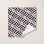 Black White Red Gingham | Klassieke gecontroleerde Bad Handdoek (Wasdoekje)