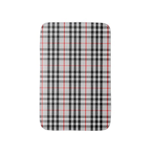 Black White Red Gingham | Klassieke gecontroleerde Badmat (Voorkant Verticaal)