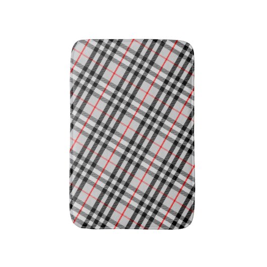 Black White Red Gingham | Klassieke gecontroleerde Badmat (Voorkant Verticaal)