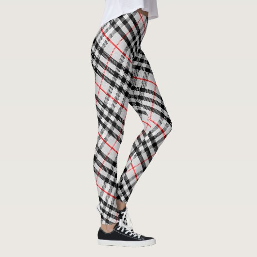 Black White Red Gingham | Klassieke gecontroleerde Leggings (Rechts)