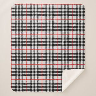 Black White Red Gingham Klassieke gecontroleerde Sherpa Deken