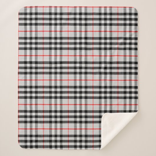 Black White Red Gingham | Klassieke gecontroleerde Sherpa Deken (Voorkant)