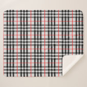 Black White Red Gingham | Klassieke gecontroleerde Sherpa Deken (Voorkant (horizontaal))