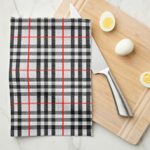 Black White Red Gingham Klassieke gecontroleerde Theedoek