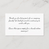 Black White Red Hearts Valentine's Day Thank You Visitekaartje (Achterkant)